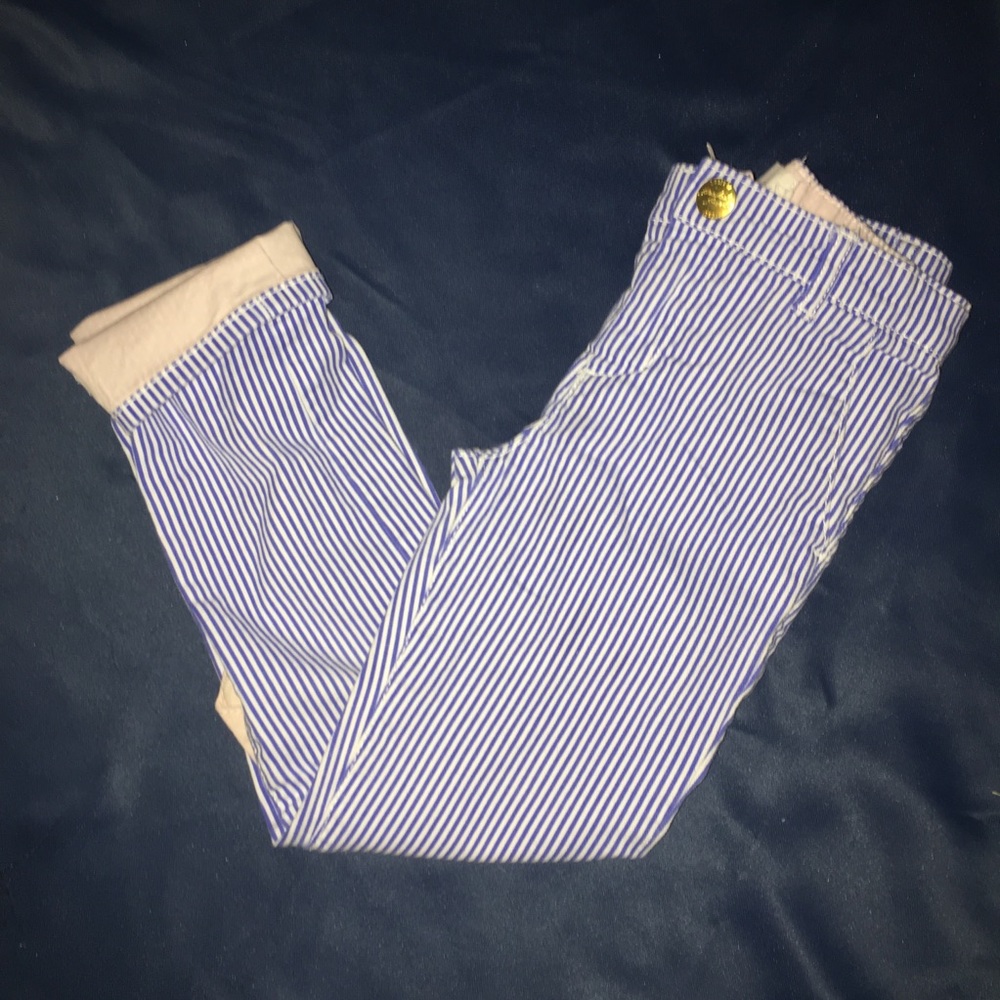 Blue and white stripe pants